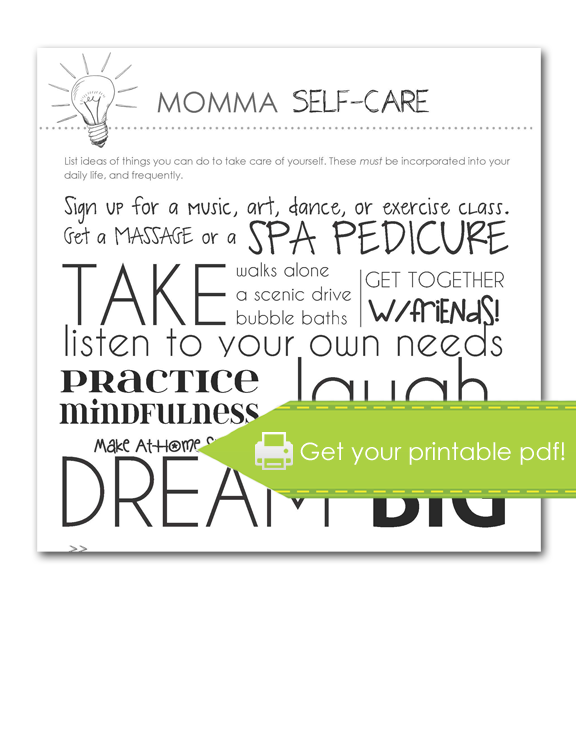 Momma Self-Care Form, print