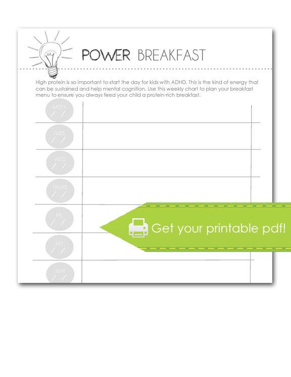 power breakfast worksheet, print