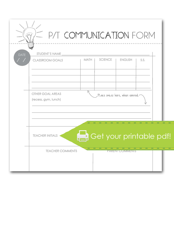 Parent-Teacher Communication Form, print
